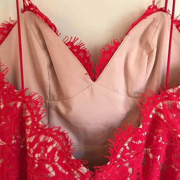 Free People x Fame and Partners Mollie Mini Dress Red Lace - Picture 6 of 10